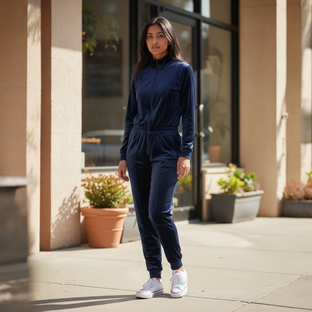 MILANO DI ROUGE Velour Jumpsuit Blue S